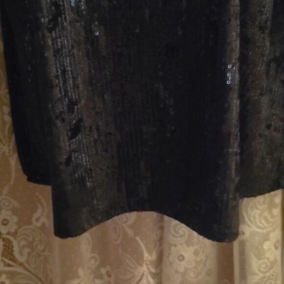 Hayden Women's size M black sequined short sleeve pullover evening wear top - Picture 3 of 9